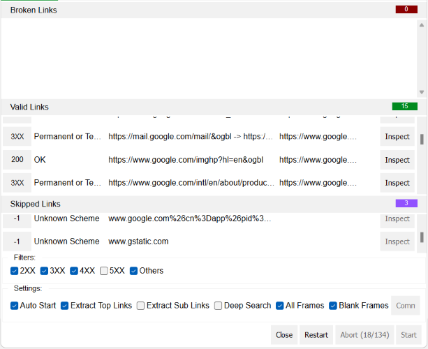 Simple link checker active report page image