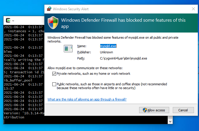 Mysqld allow access through firewall