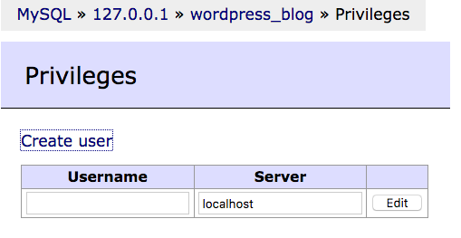 adminer mysql privileges create user