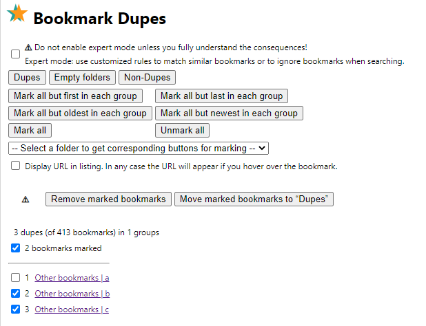 bookmark dupes