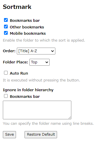 Sortmark options