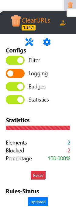 Clear URLs info screen image